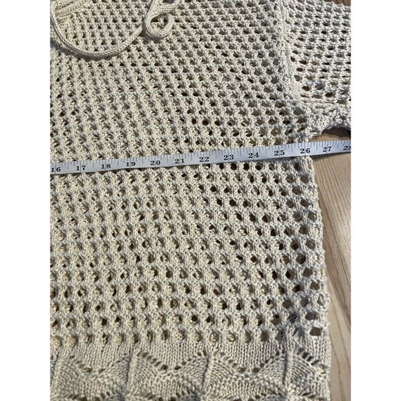 Audrey Parks + Francesca's Boho Open Knit Crochet Sweater – Beige, Size L - Picture 3 of 6